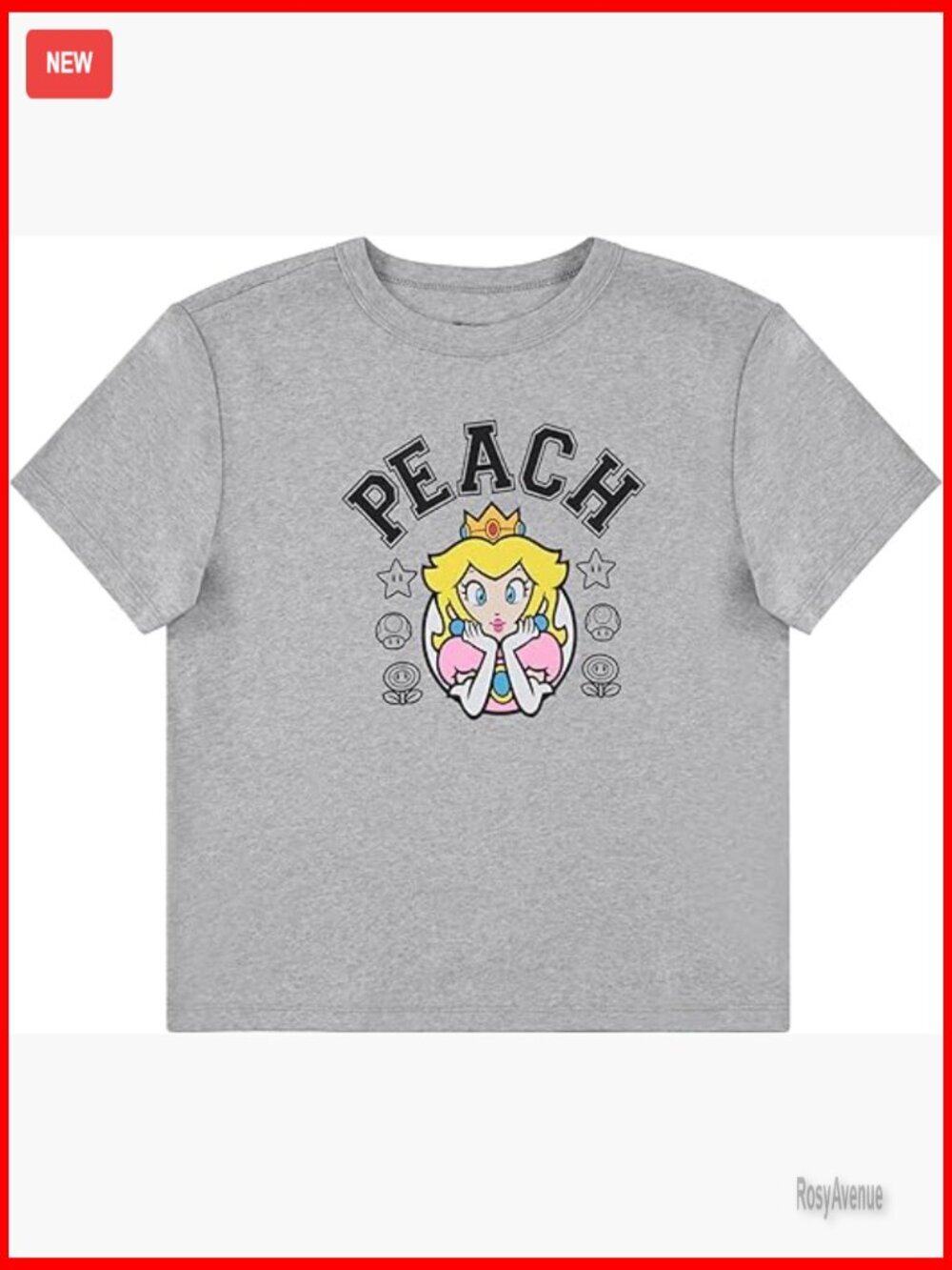 Mario Princess Peach Retro Gaming Ribbed Tee - Ladies Nintendo